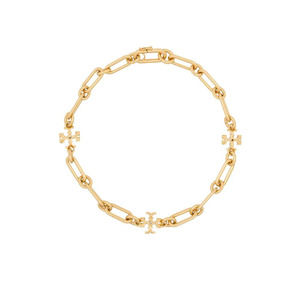 Tory Burch Roxanne Chain Logo Short Necklace Gold